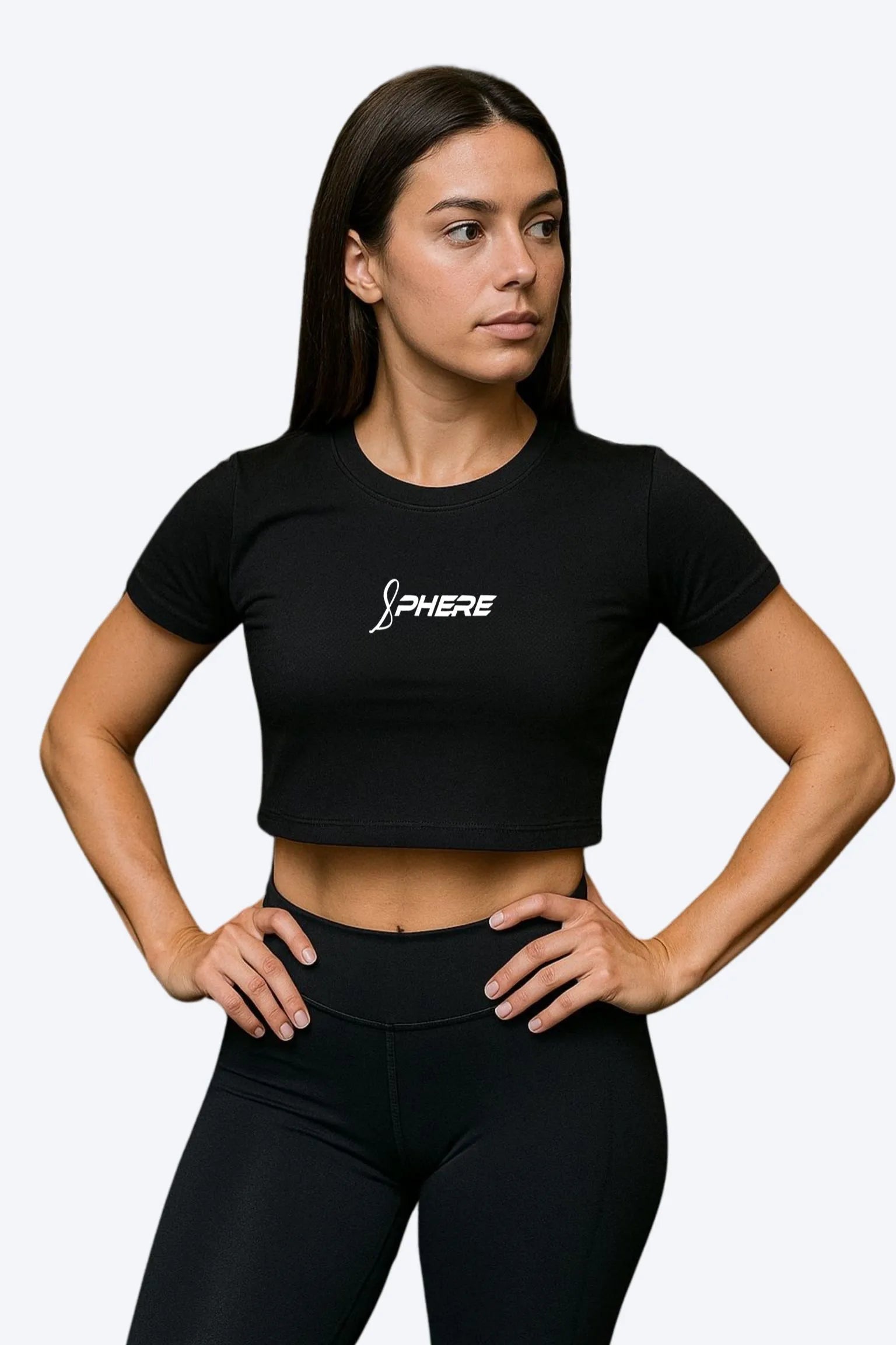 Sphere Charcoal Crop Tee Half Sleeves