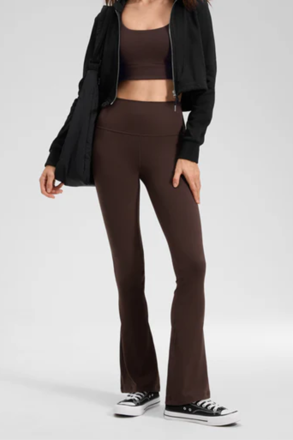 High-waisted Flare Leggings (Fudge Brown)