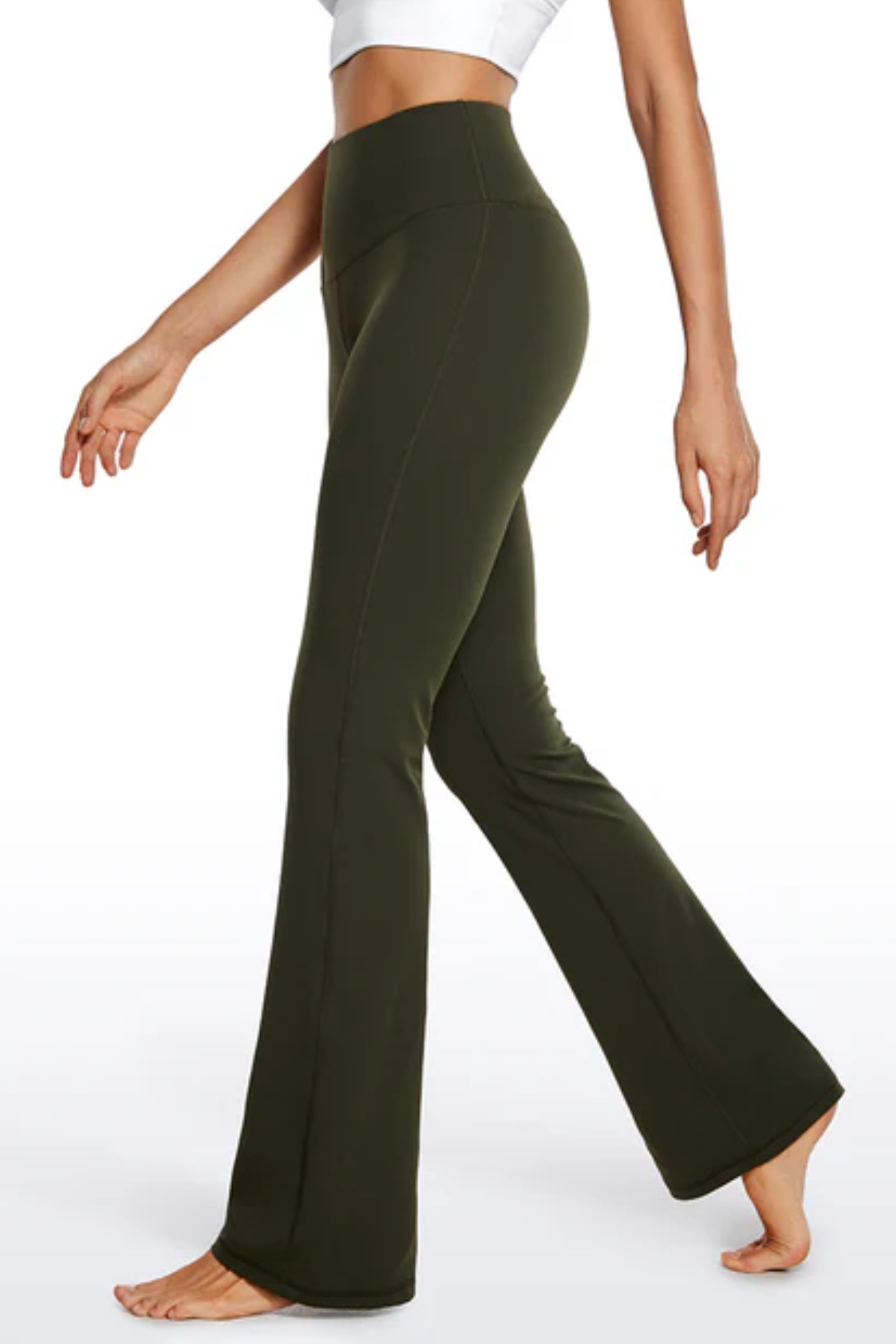 High-waisted Flare Leggings (Olive Green)