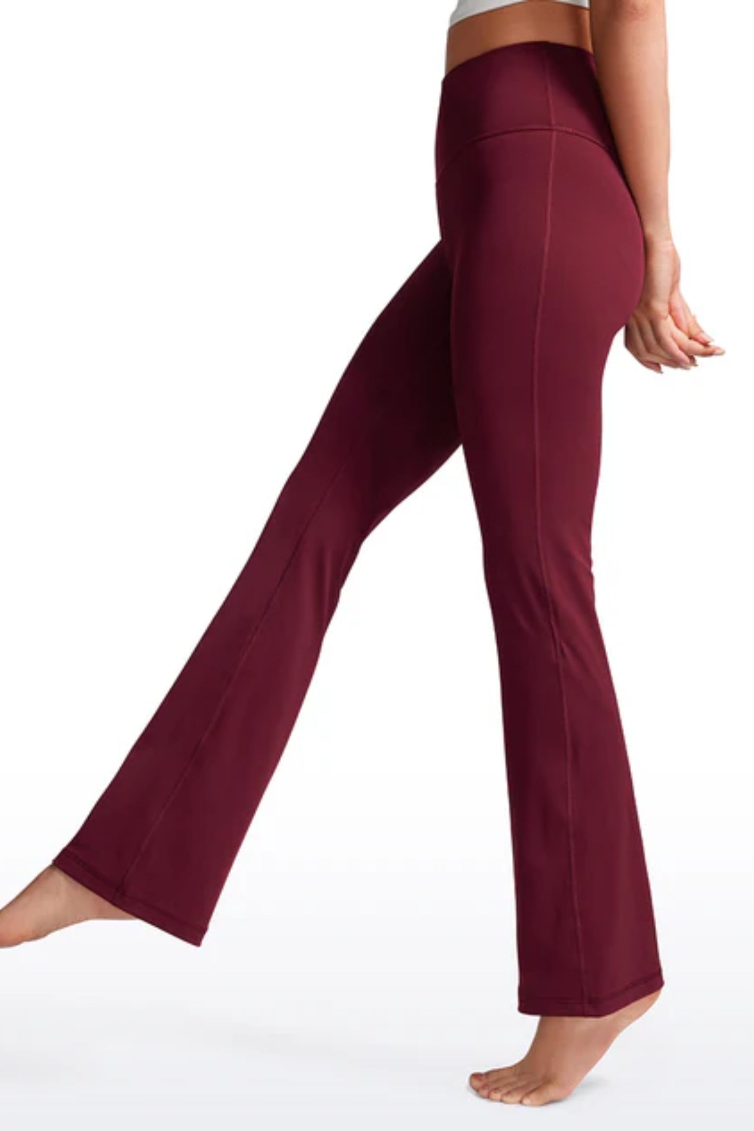High-waisted Flare Leggings (Burgundy)