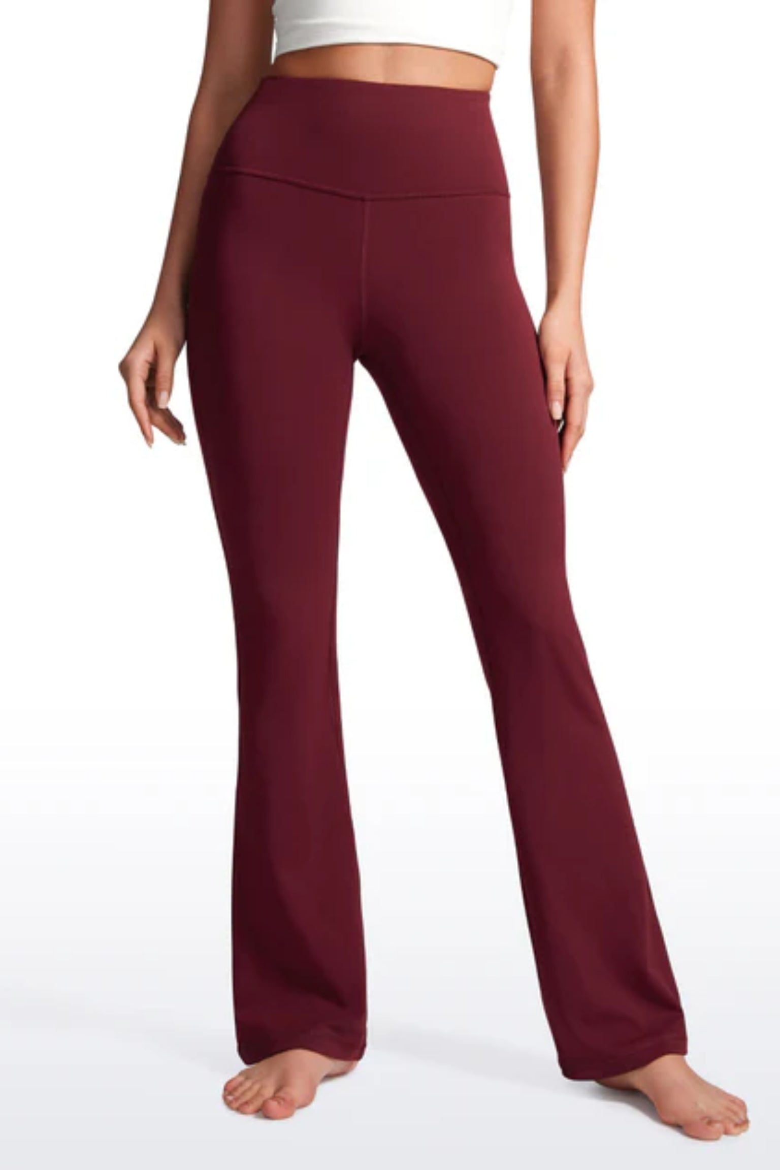 High-waisted Flare Leggings (Burgundy)