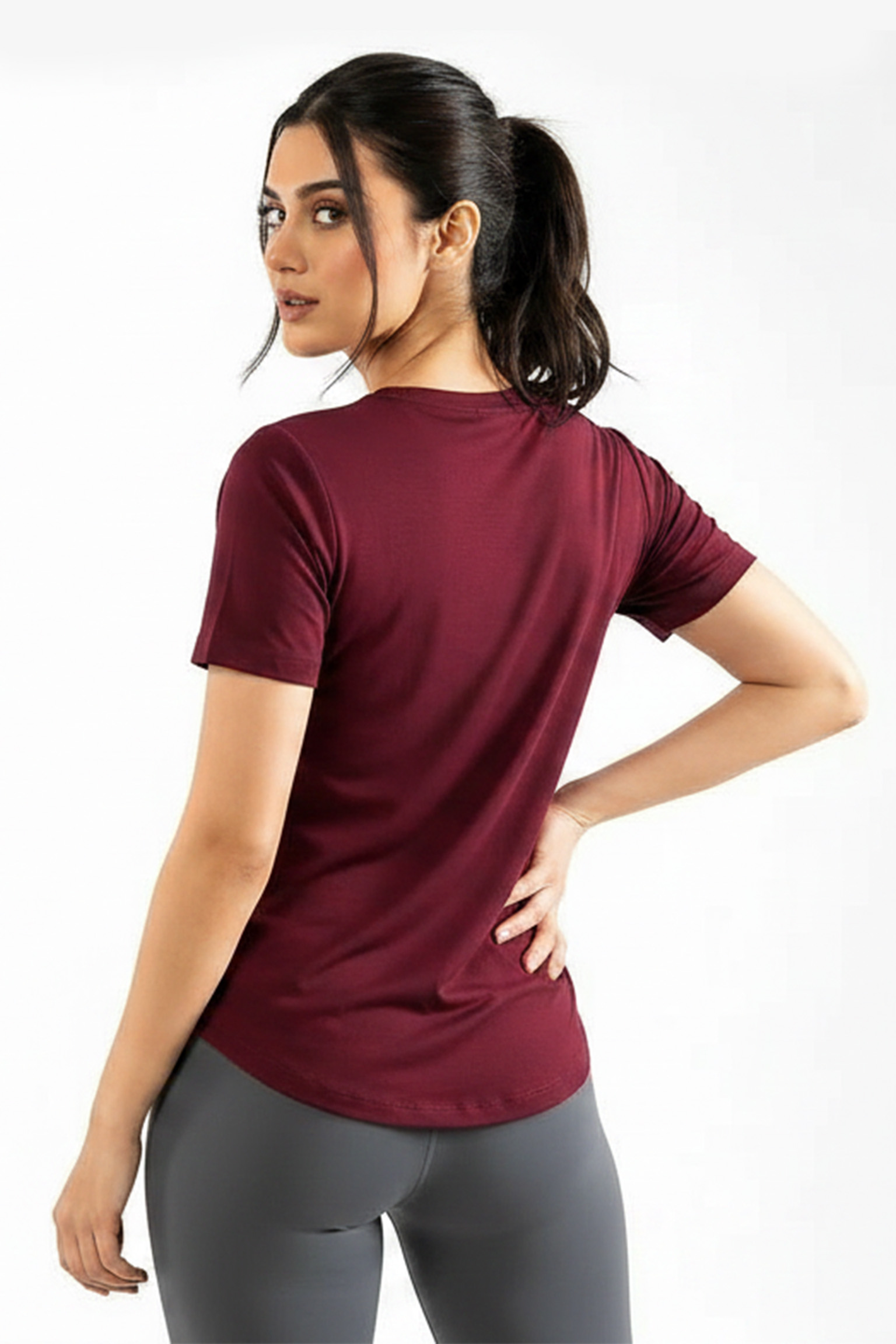 Luxe Active Tee (Burgundy)