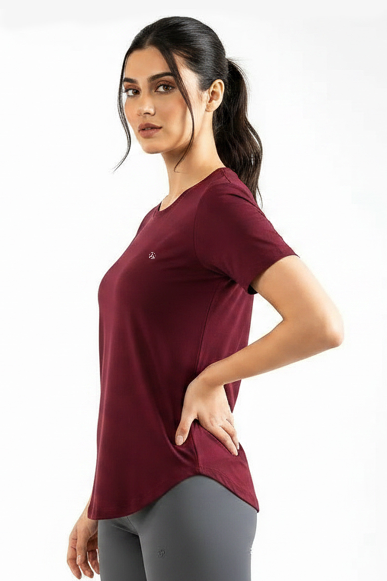 Luxe Active Tee (Burgundy)