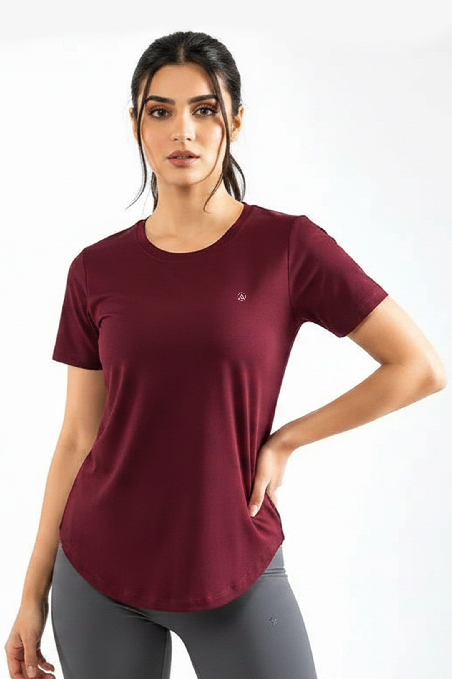 Luxe Active Tee (Burgundy)