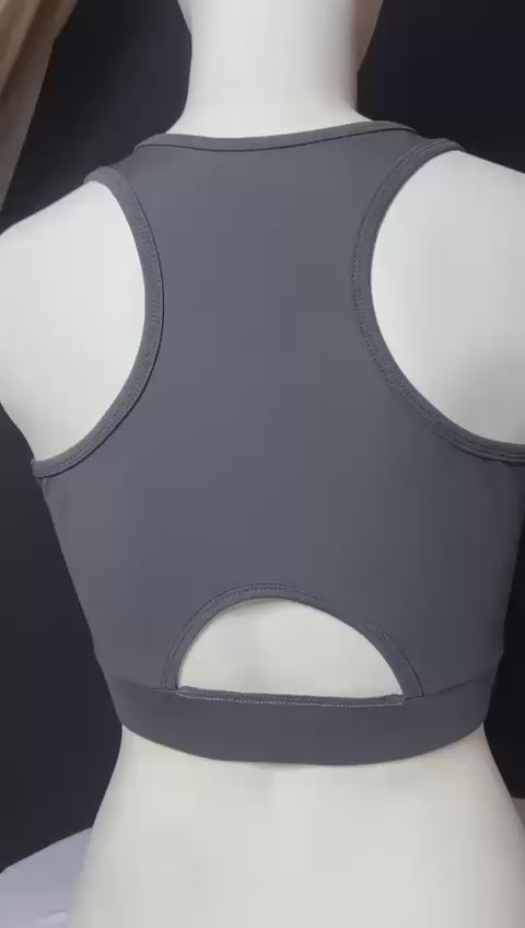 Mighty Zip Sports Charcoal Bra